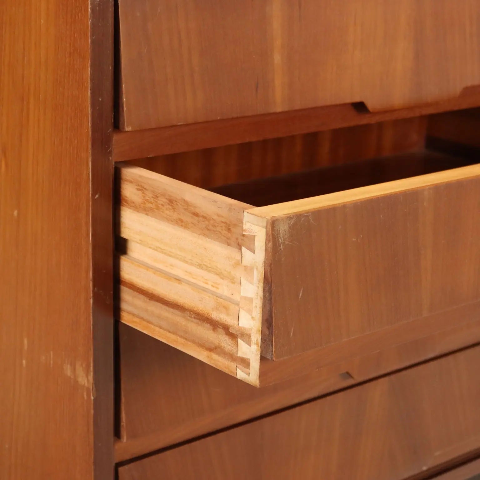 Vintage Chest of Drawers Mahogany Veneer Glass Design 1960s