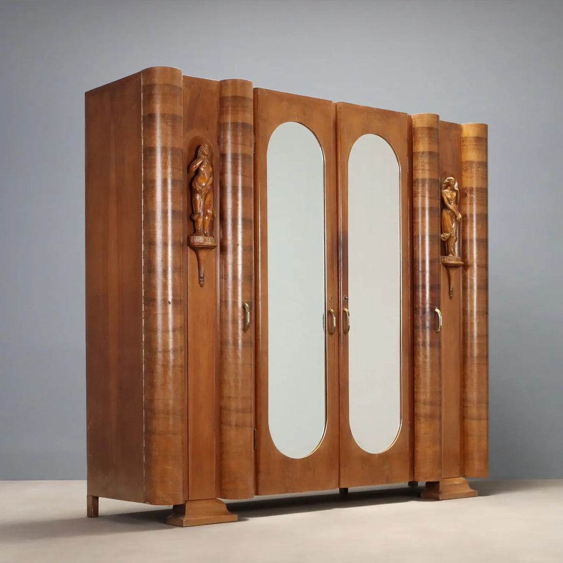Antique Wardrobe Art Déco Walnut Veneer Design 1920s
