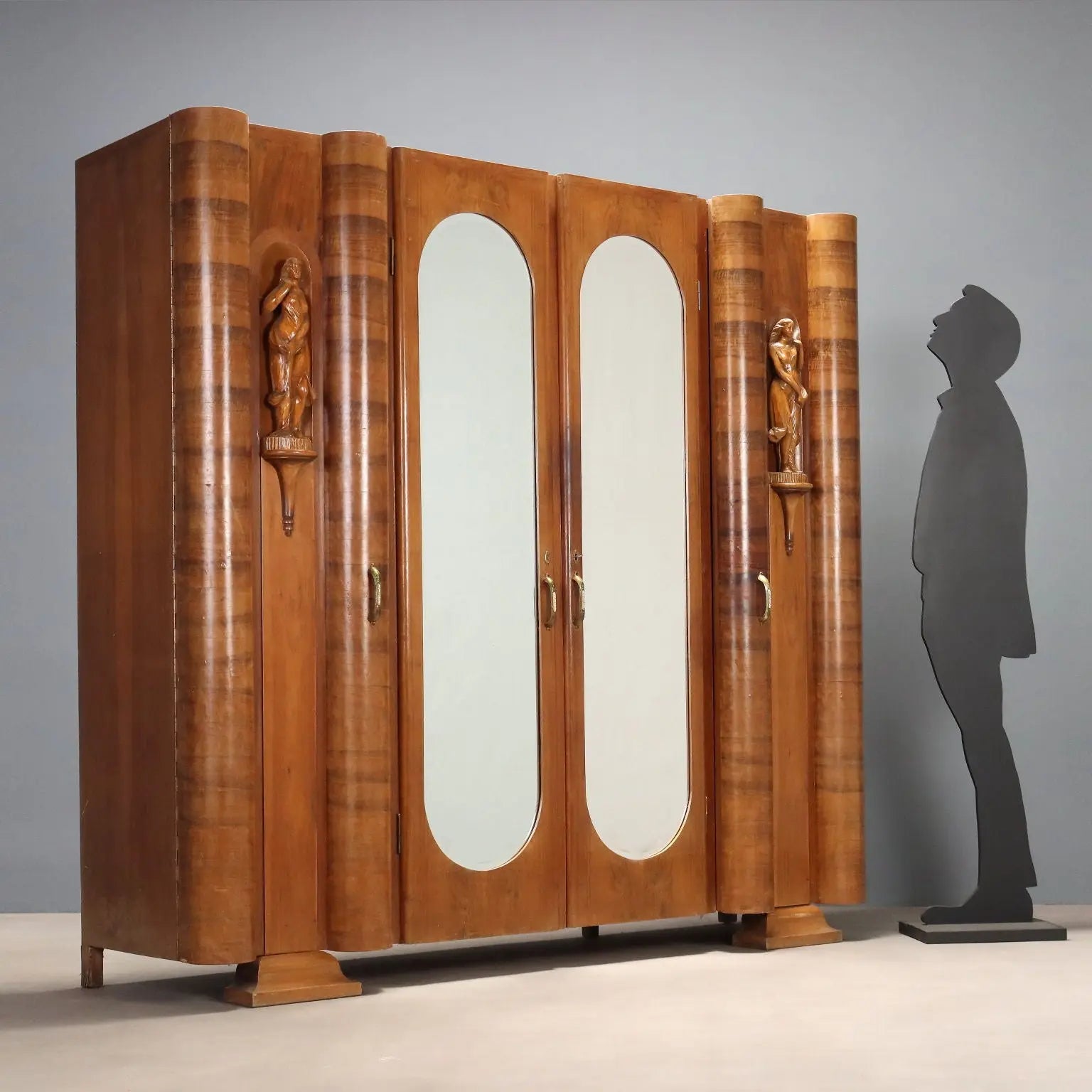 Antique Wardrobe Art Déco Walnut Veneer Design 1920s