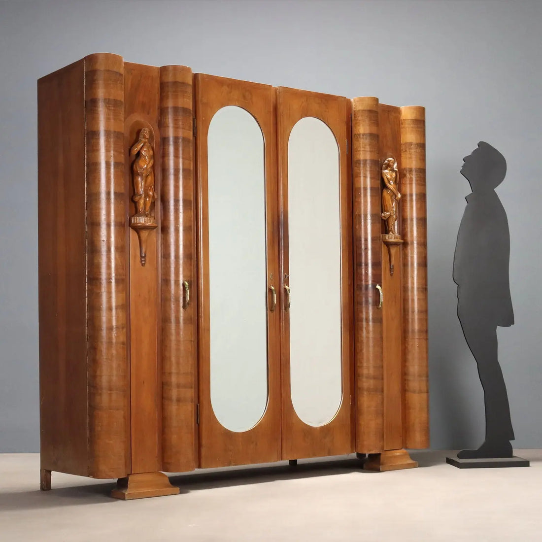 Antique Wardrobe Art Déco Walnut Veneer Design 1920s