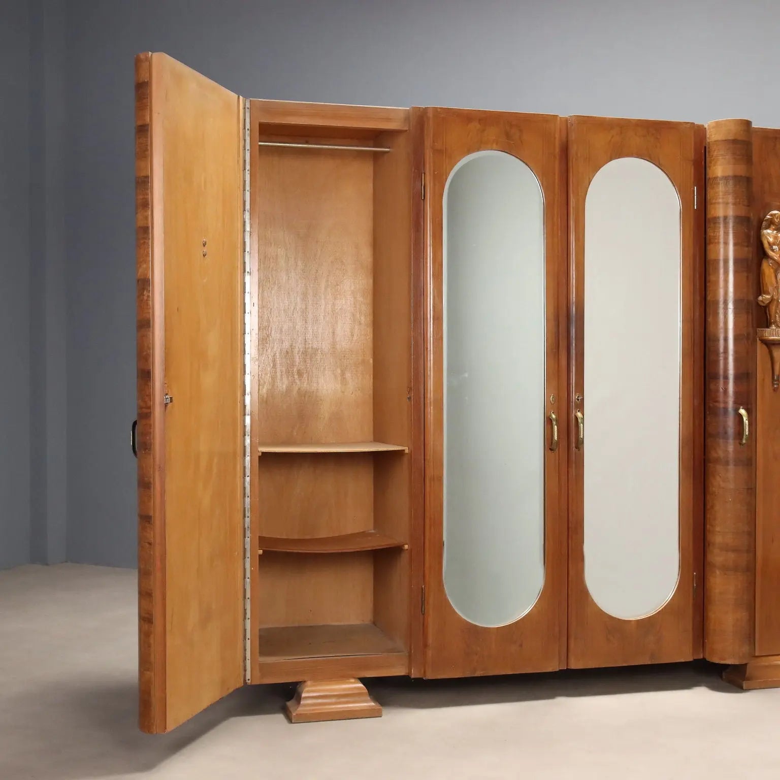 Antique Wardrobe Art Déco Walnut Veneer Design 1920s