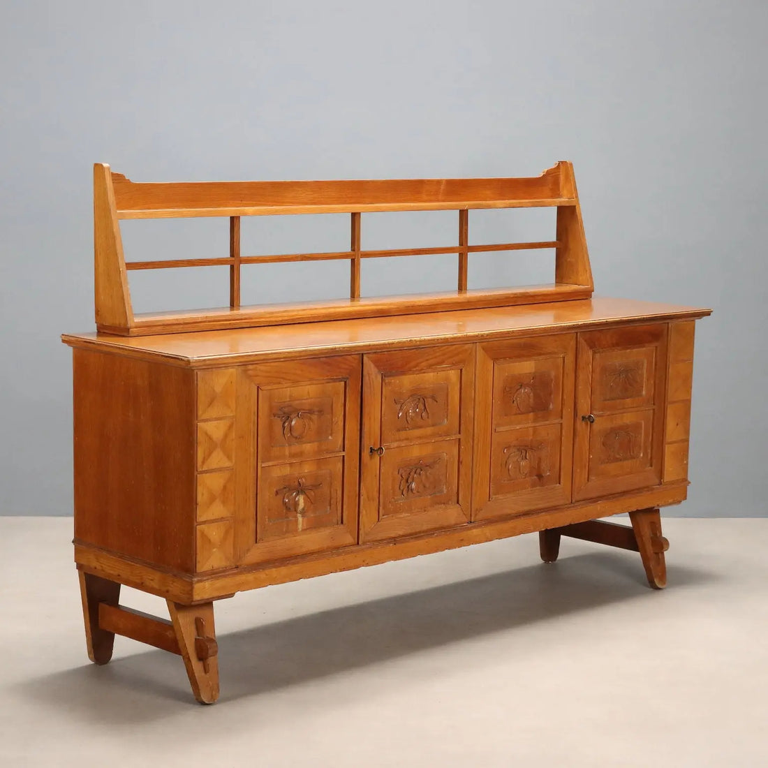 Vintage Buffet Oak Veneer Design Italy 1950s