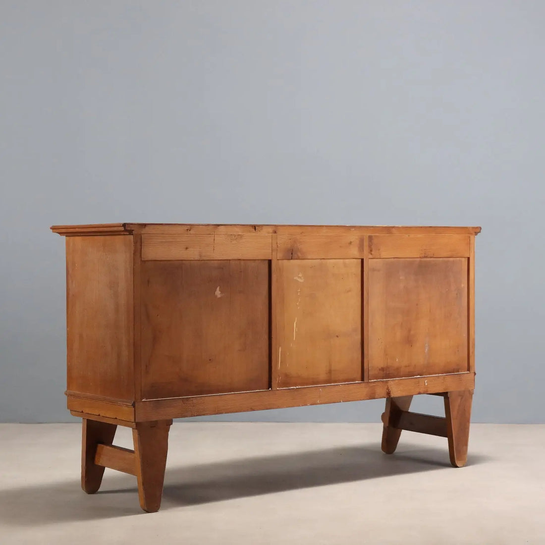 Vintage Rustic Cabinet Oak Veneered Wood Italy 1950s
