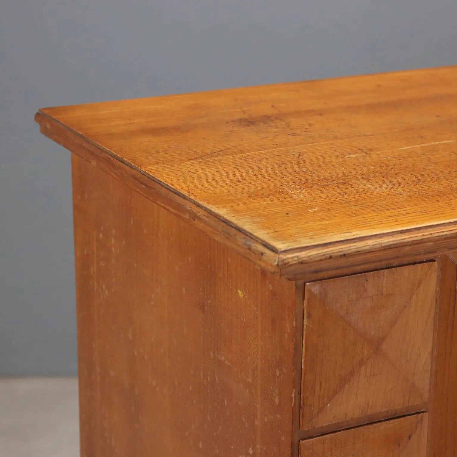 Vintage Rustic Cabinet Oak Veneered Wood Italy 1950s