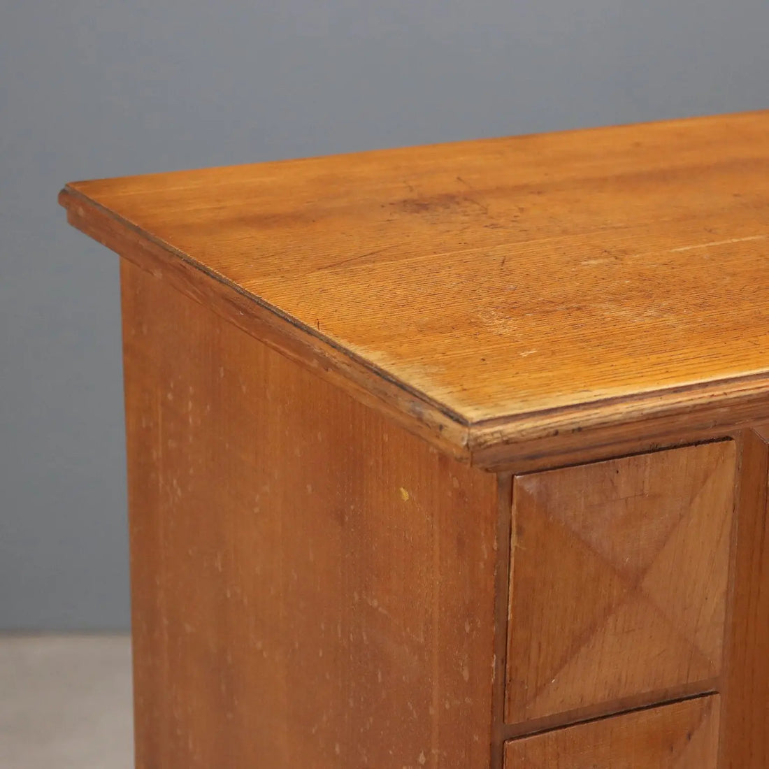 Vintage Rustic Cabinet Oak Veneered Wood Italy 1950s