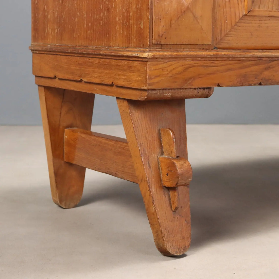 Vintage Rustic Cabinet Oak Veneered Wood Italy 1950s