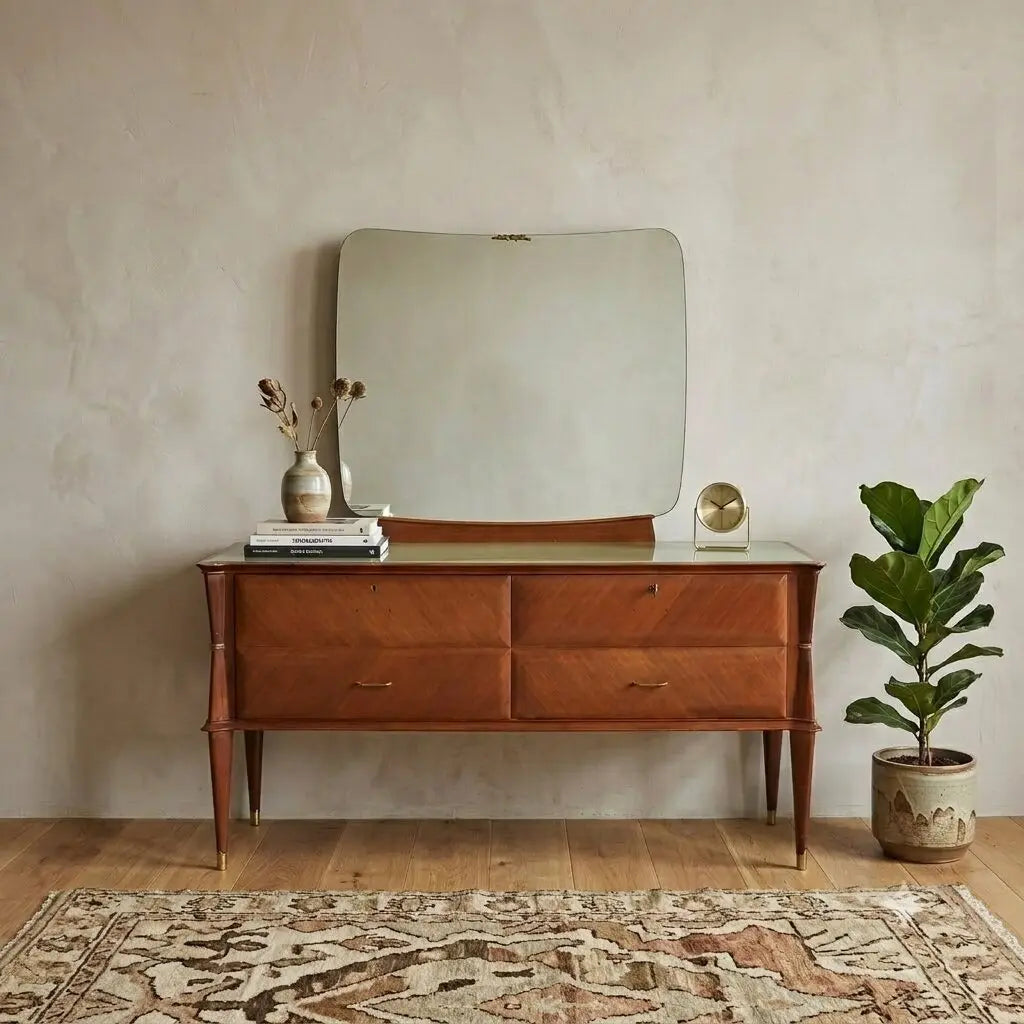 Vintage Chest of Drawers Mahogany Veneer Design 1950s-60s