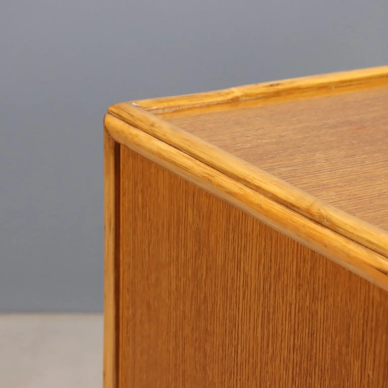 Vintage Chest of Drawers Oak Brass 4 Drawers Italy 1950s