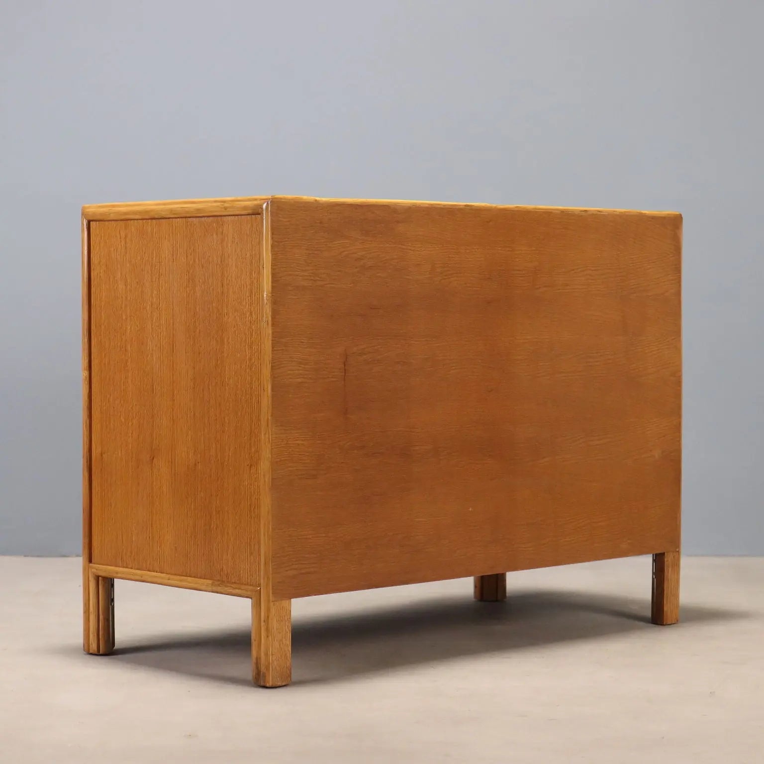 Vintage Chest of Drawers Oak Brass 4 Drawers Italy 1950s