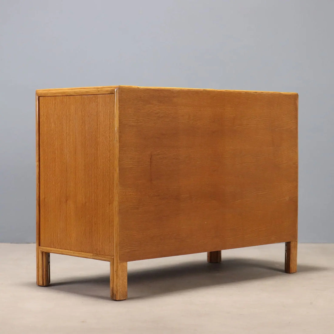 Vintage Chest of Drawers Oak Brass 4 Drawers Italy 1950s