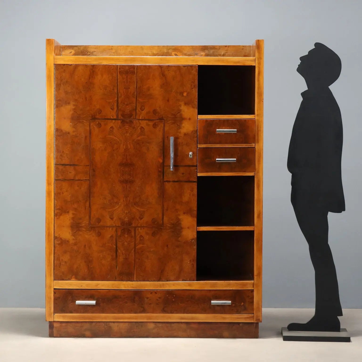 Vintage Wardrobe Burl Aluminium Design Italy 1930s