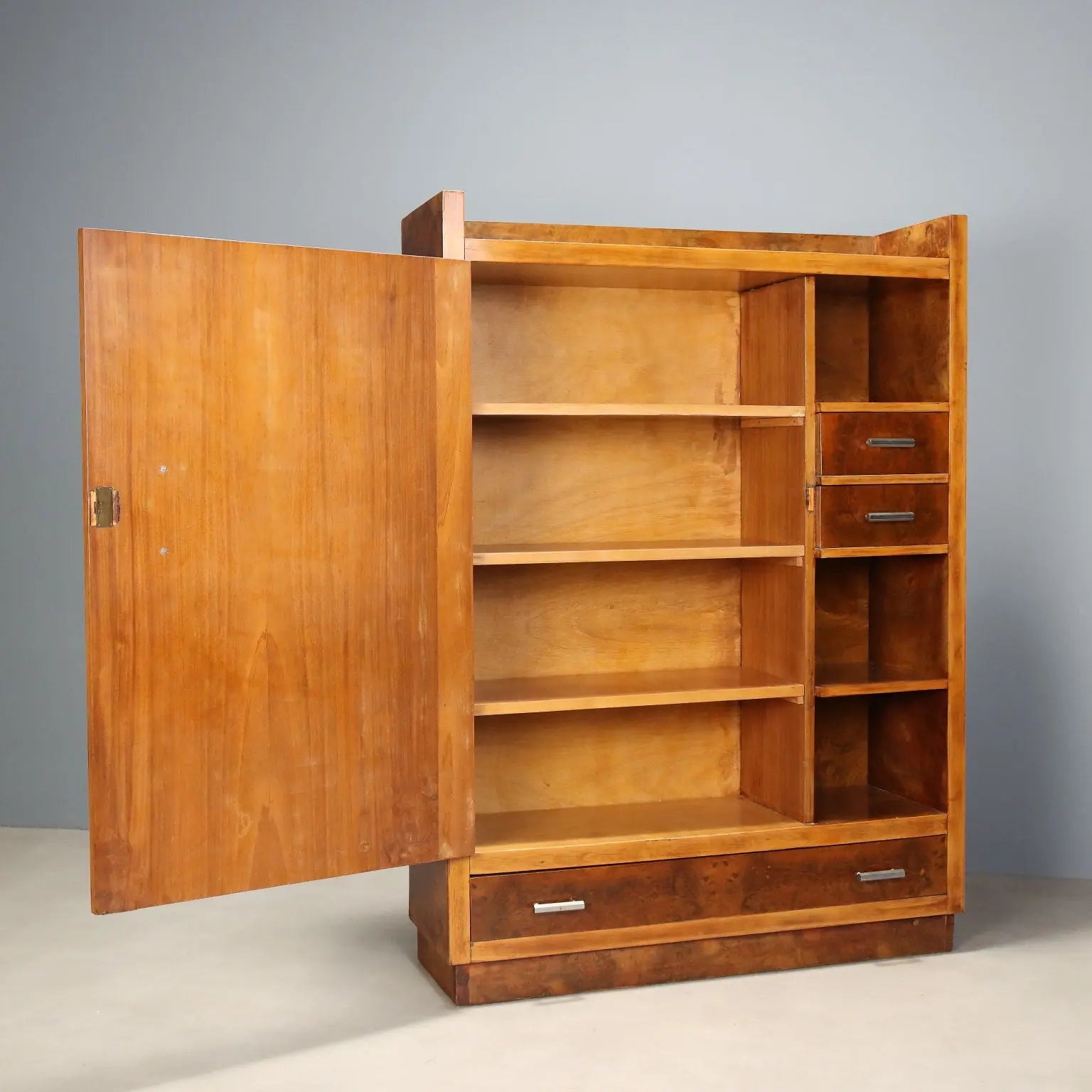 Vintage Wardrobe Burl Aluminium Design Italy 1930s