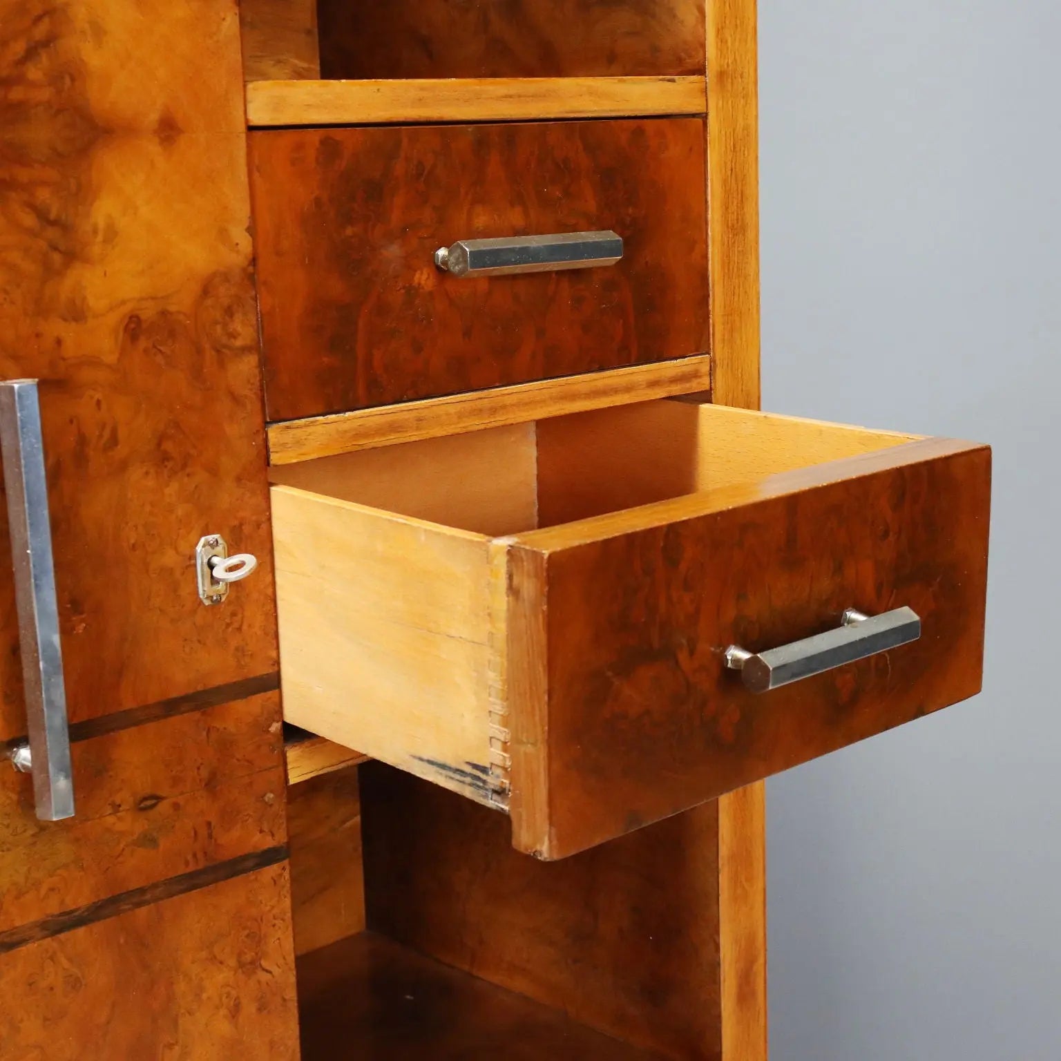 Vintage Wardrobe Burl Aluminium Design Italy 1930s