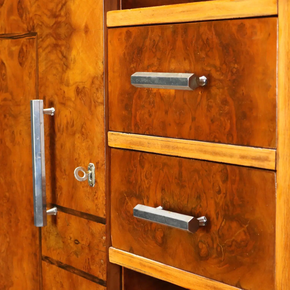 Vintage Wardrobe Burl Aluminium Design Italy 1930s