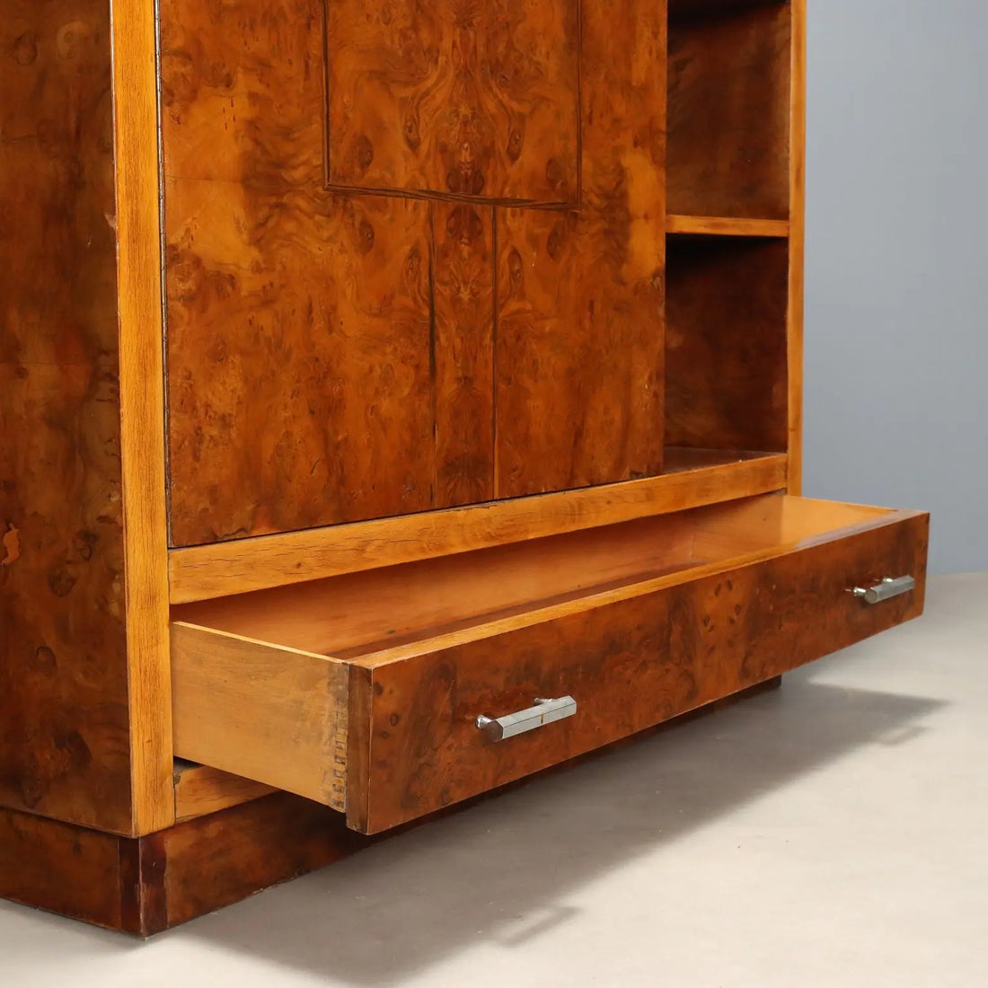 Vintage Wardrobe Burl Aluminium Design Italy 1930s