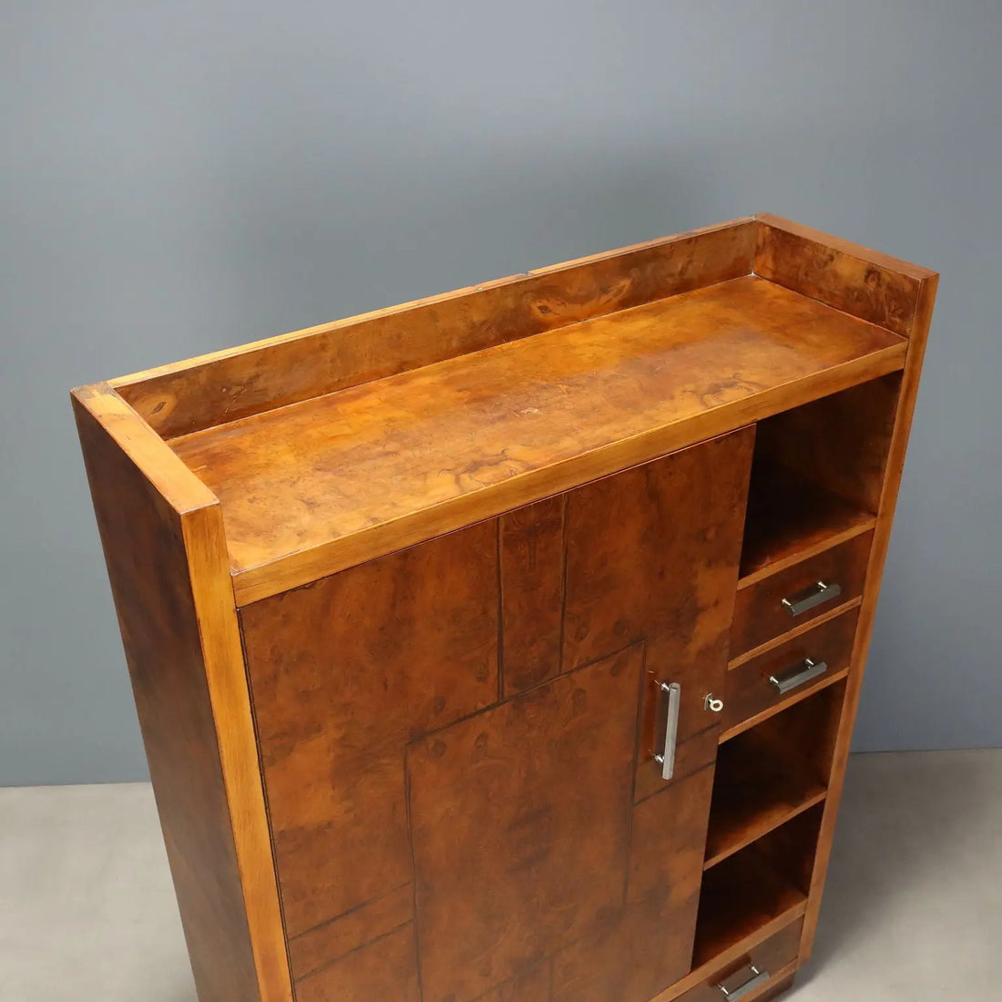 Vintage Wardrobe Burl Aluminium Design Italy 1930s