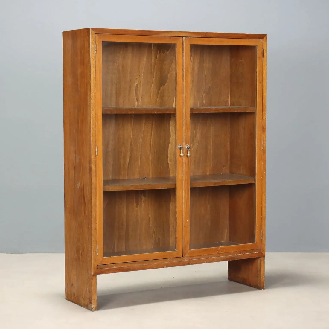 Vintage Display Cabinet Walnut Glass Design Italy 1950s