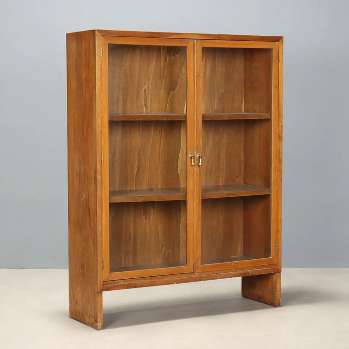 Vintage Display Cabinet Walnut Glass Design Italy 1950s