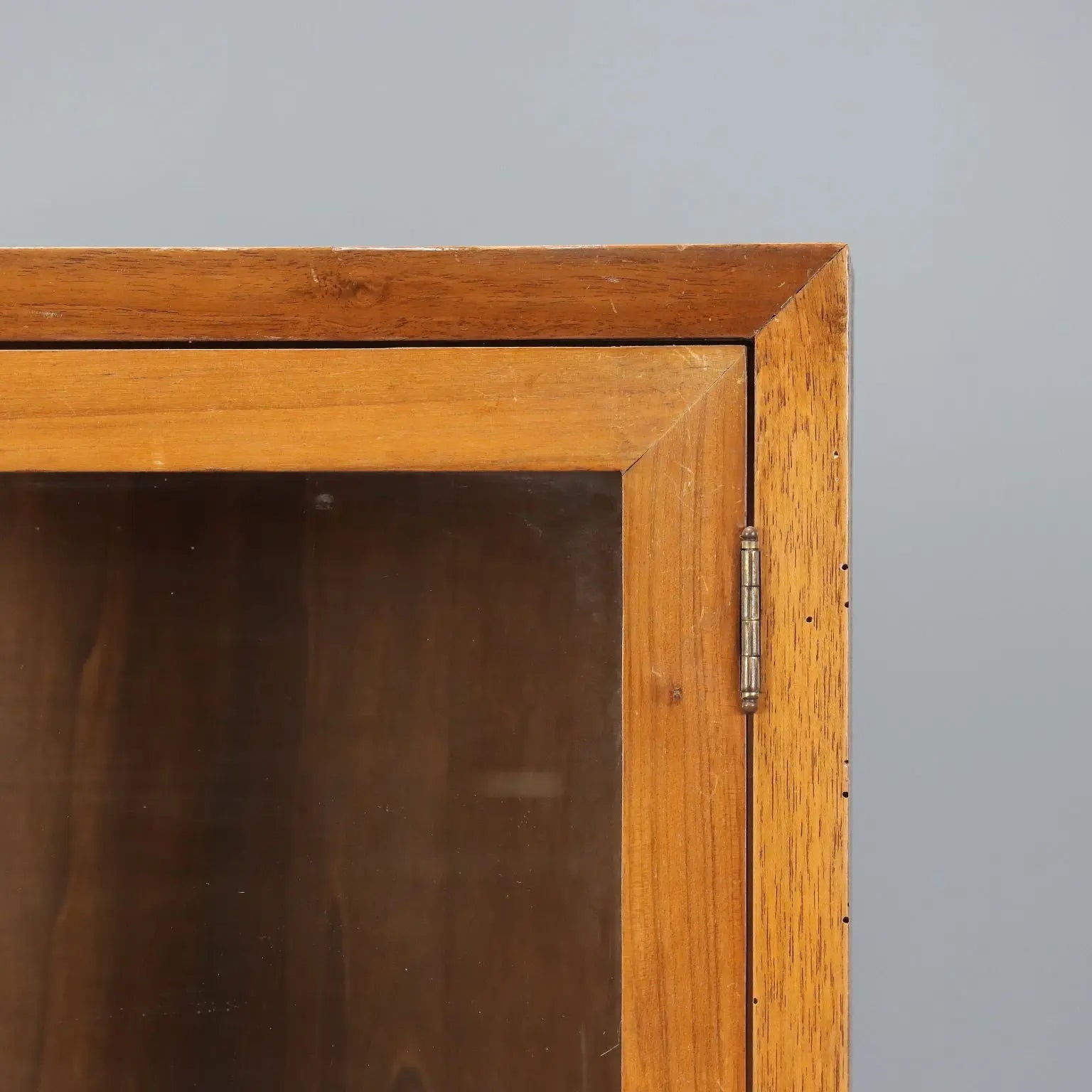 Vintage Display Cabinet Walnut Glass Design Italy 1950s