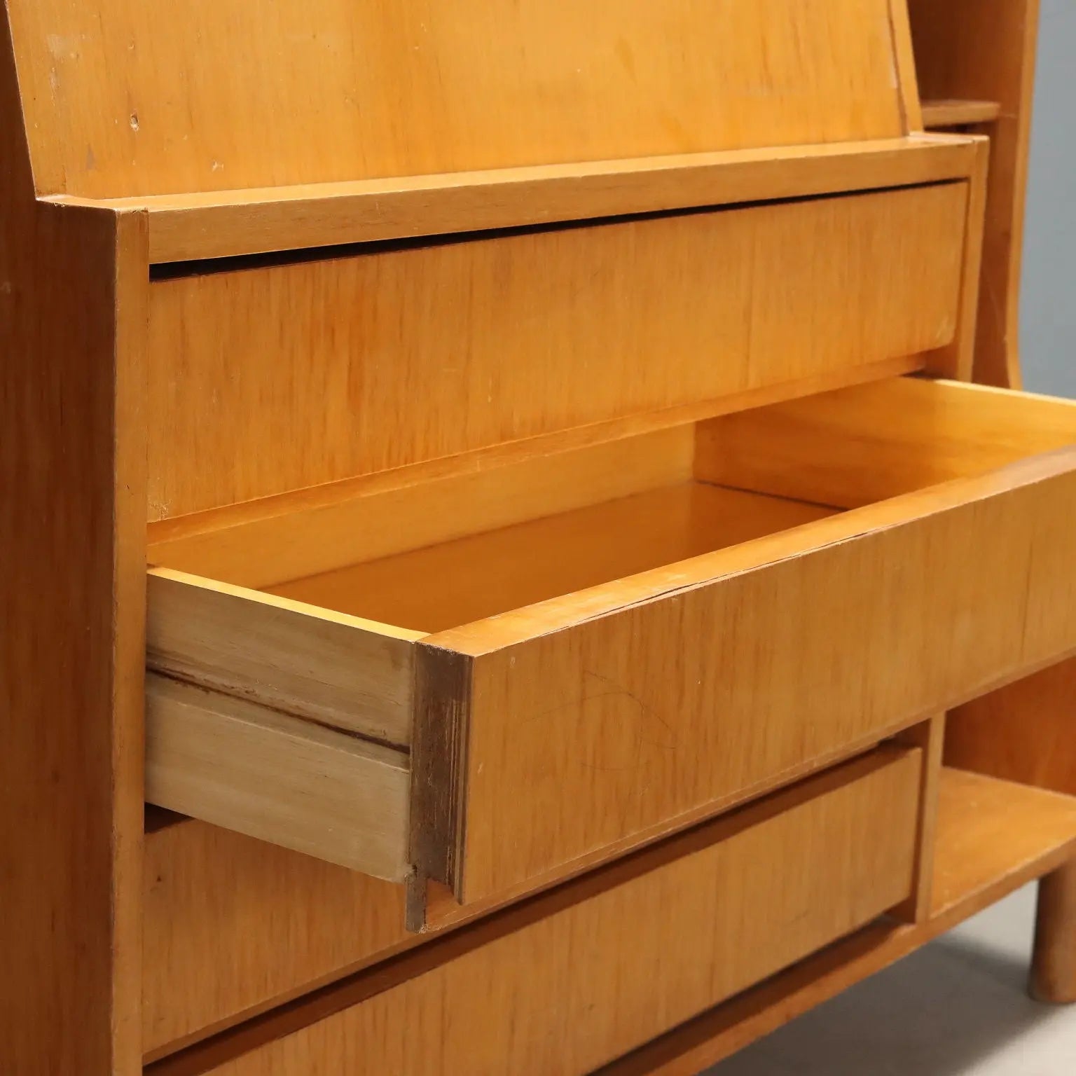 Vintage Cabinet with Flap Door Maple Drawers Design 1960s