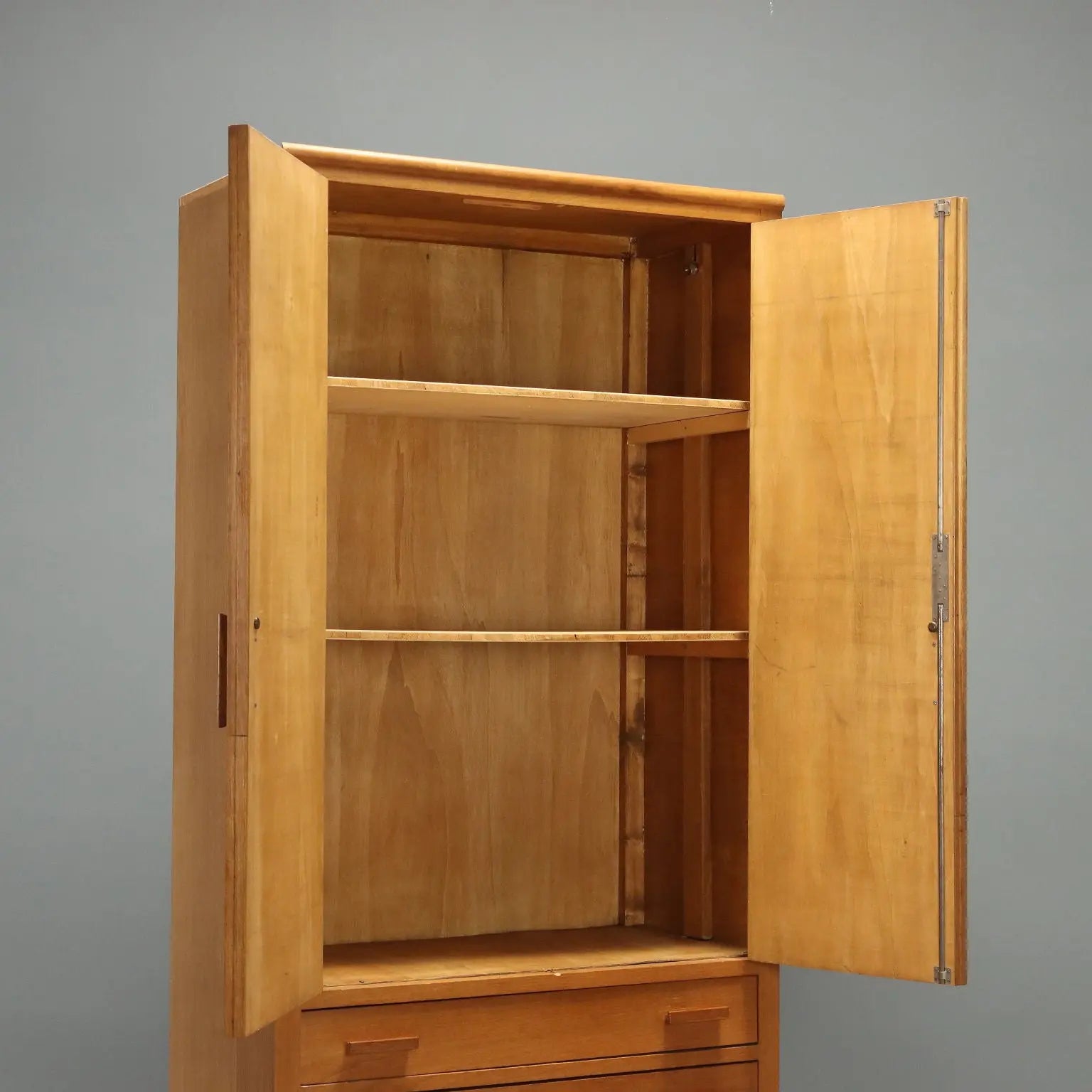Vintage Wardrobe Oak with Drawers Design Italy 1960s