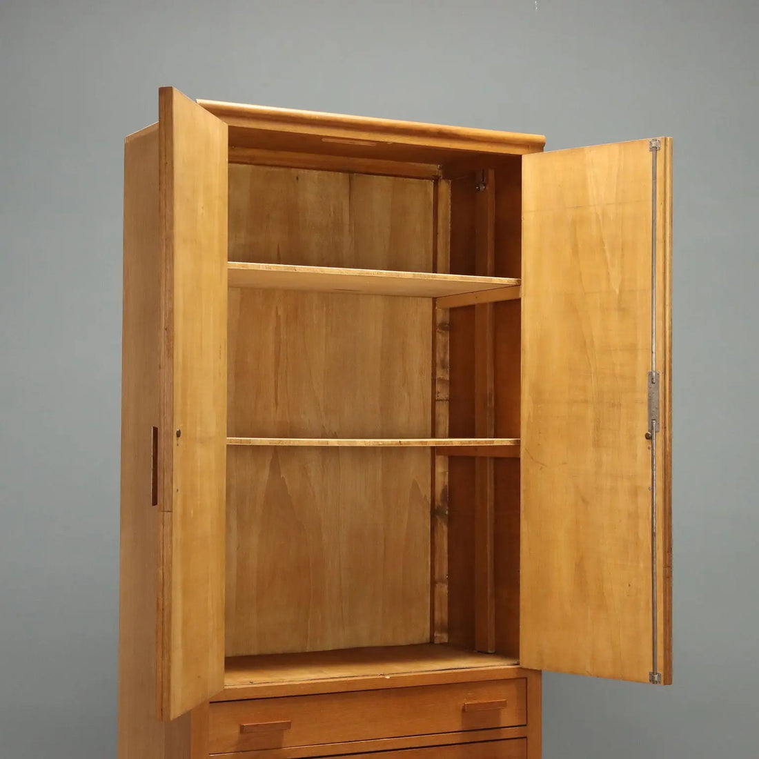 Vintage Wardrobe Oak with Drawers Design Italy 1960s