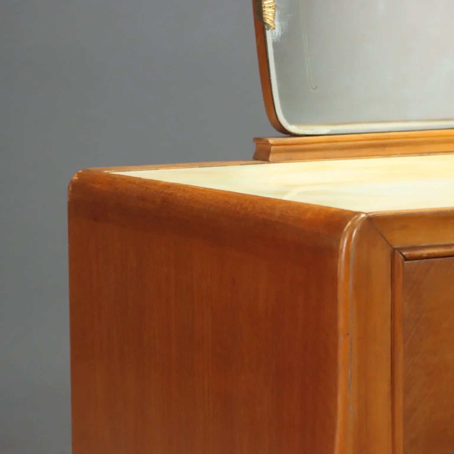 1950s-60s Mahogany Dresser with Glass Top