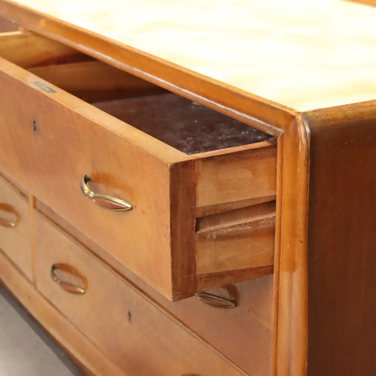 1950s-60s Mahogany Dresser with Glass Top