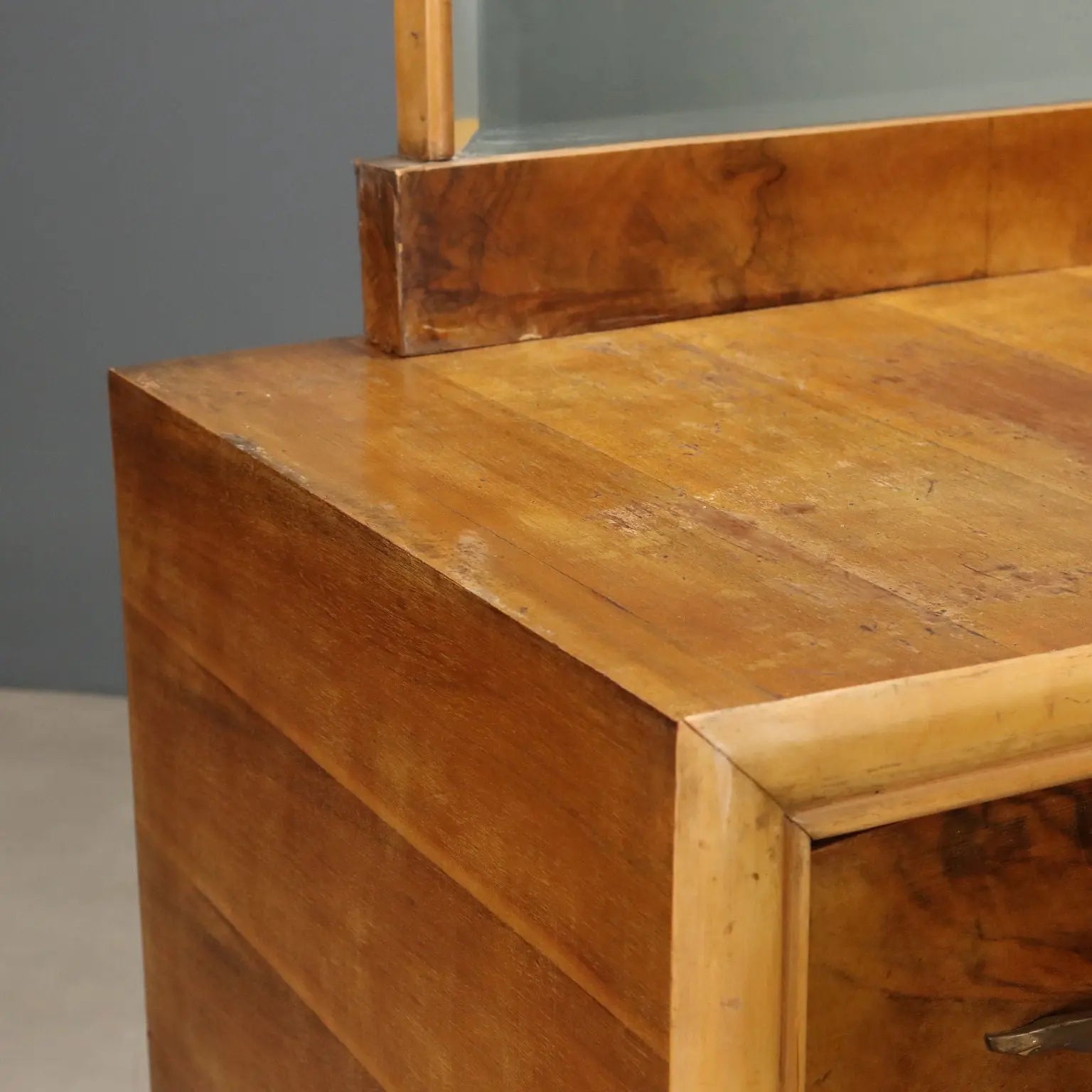 Vintage Chest of Drawers Burl Walnut Brass Design Italy 1940s