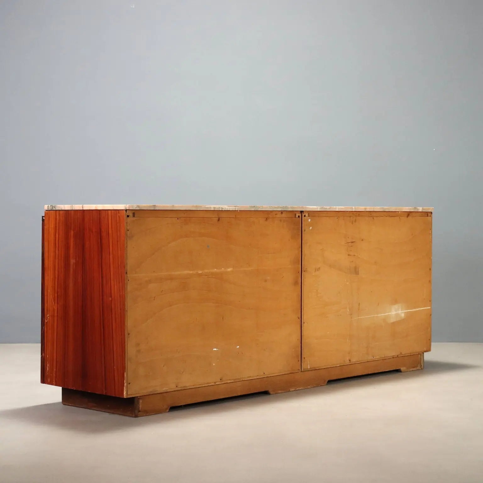 Vintage Cupboard Exotic Wood Marble Design Italy 1960s