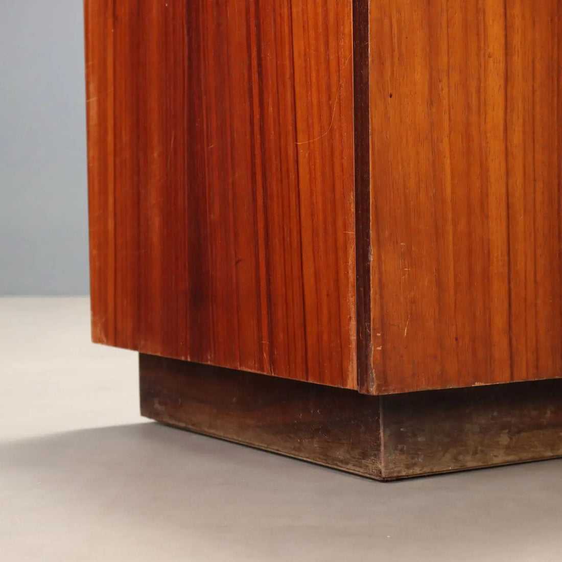 Vintage Cupboard Exotic Wood Veneer Marble Design Italy 1960s