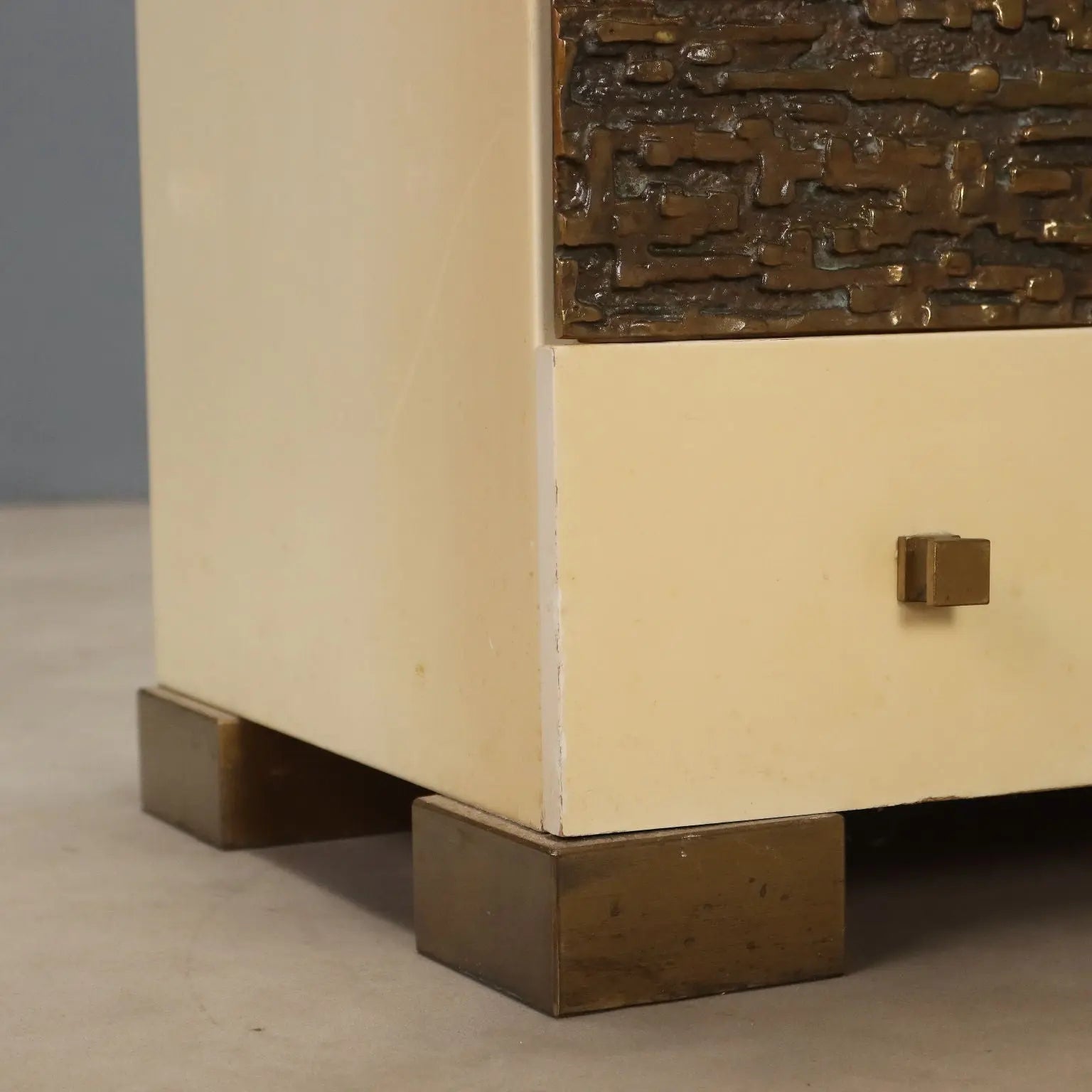 Vintage Chest of Drawers Lacquered Wood Brass Design 1970s