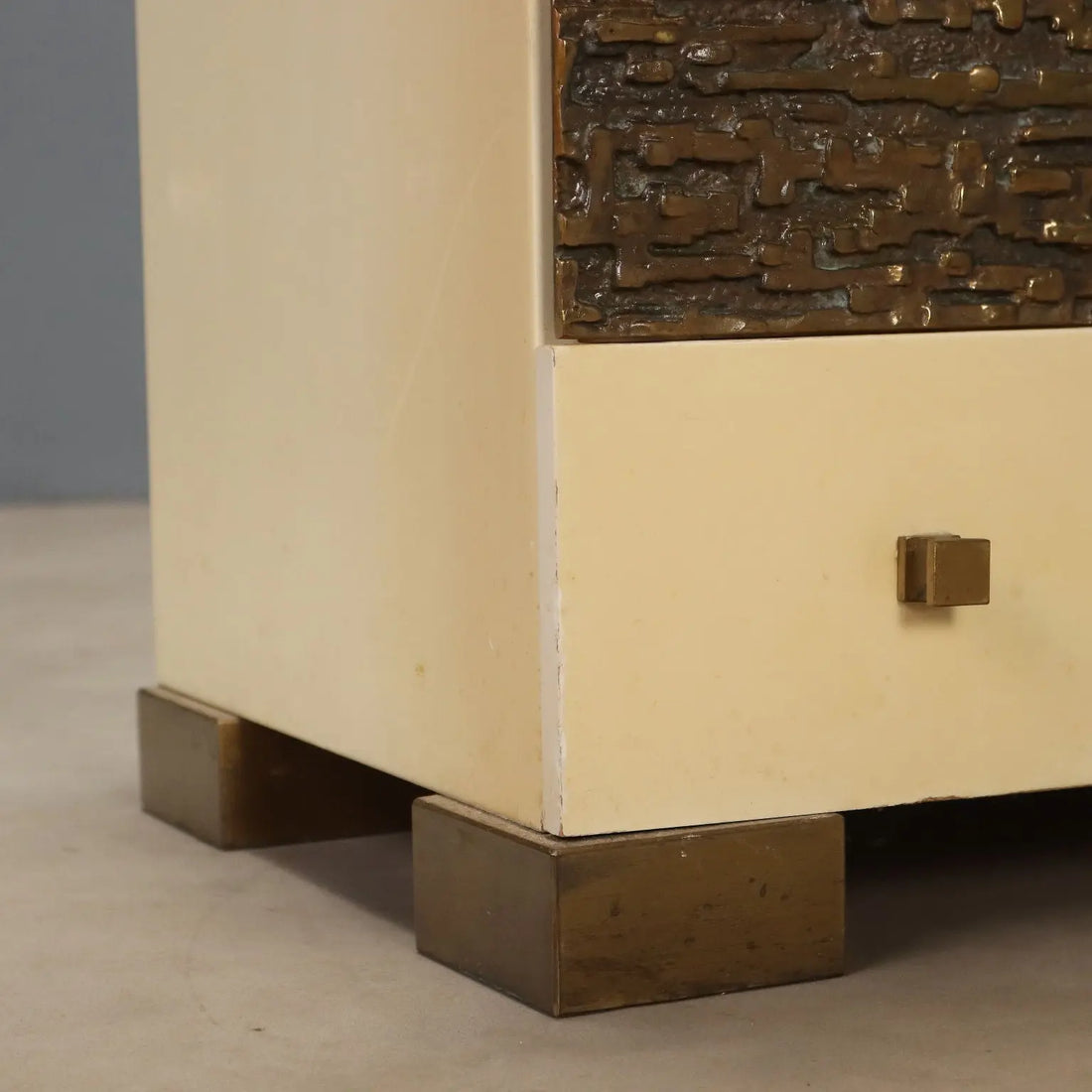 Vintage Chest of Drawers Lacquered Wood Brass Design 1970s