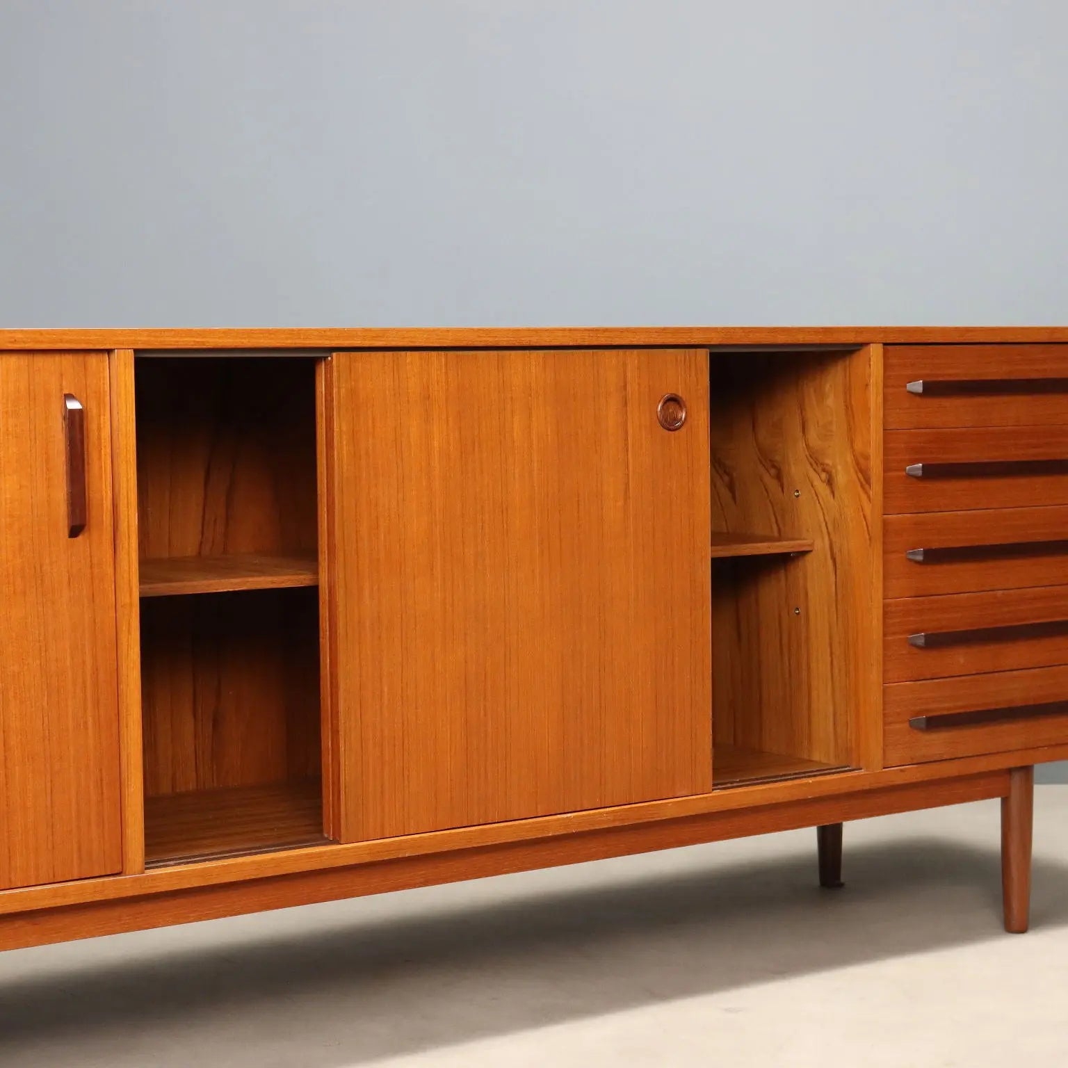 1960s Teak Sideboard with Doors and Drawers