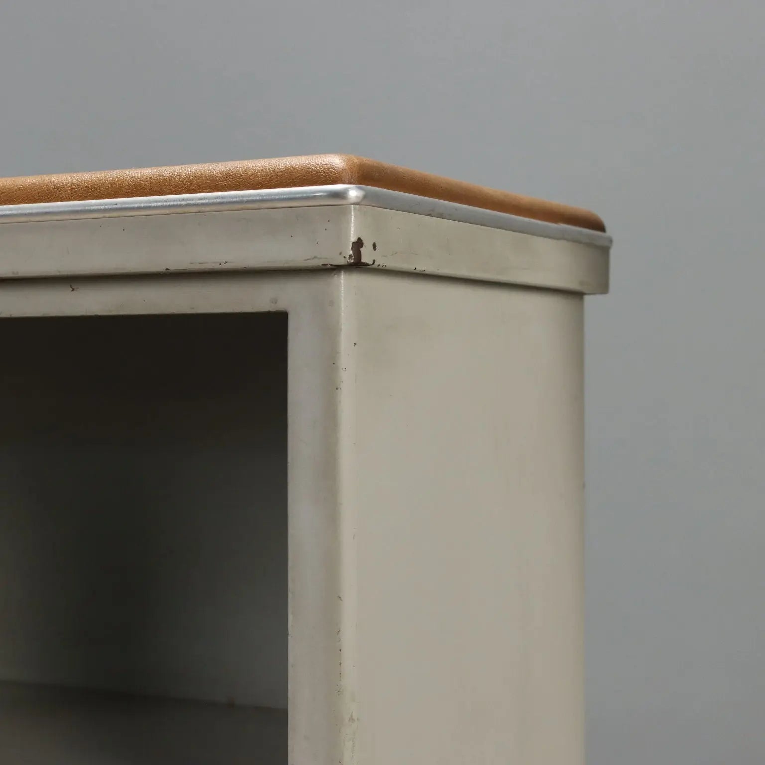 Vintage Cabinet Metal Leatherette Design Italy 1960s