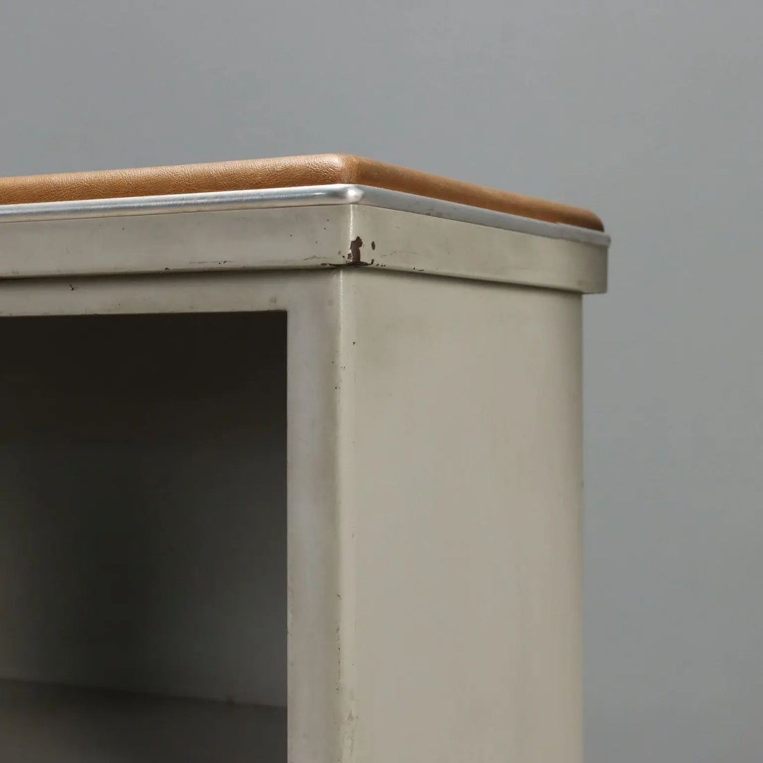 Vintage Cabinet Metal Leatherette Design Italy 1960s
