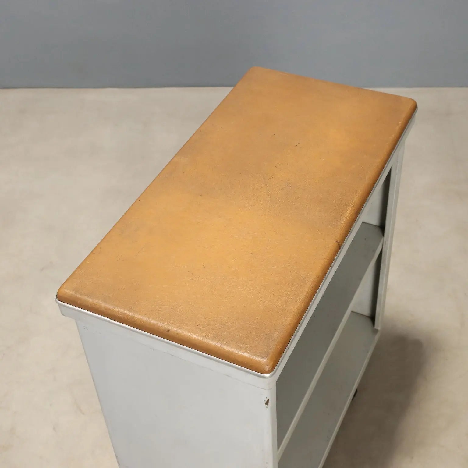 Vintage Cabinet Metal Leatherette Design Italy 1960s