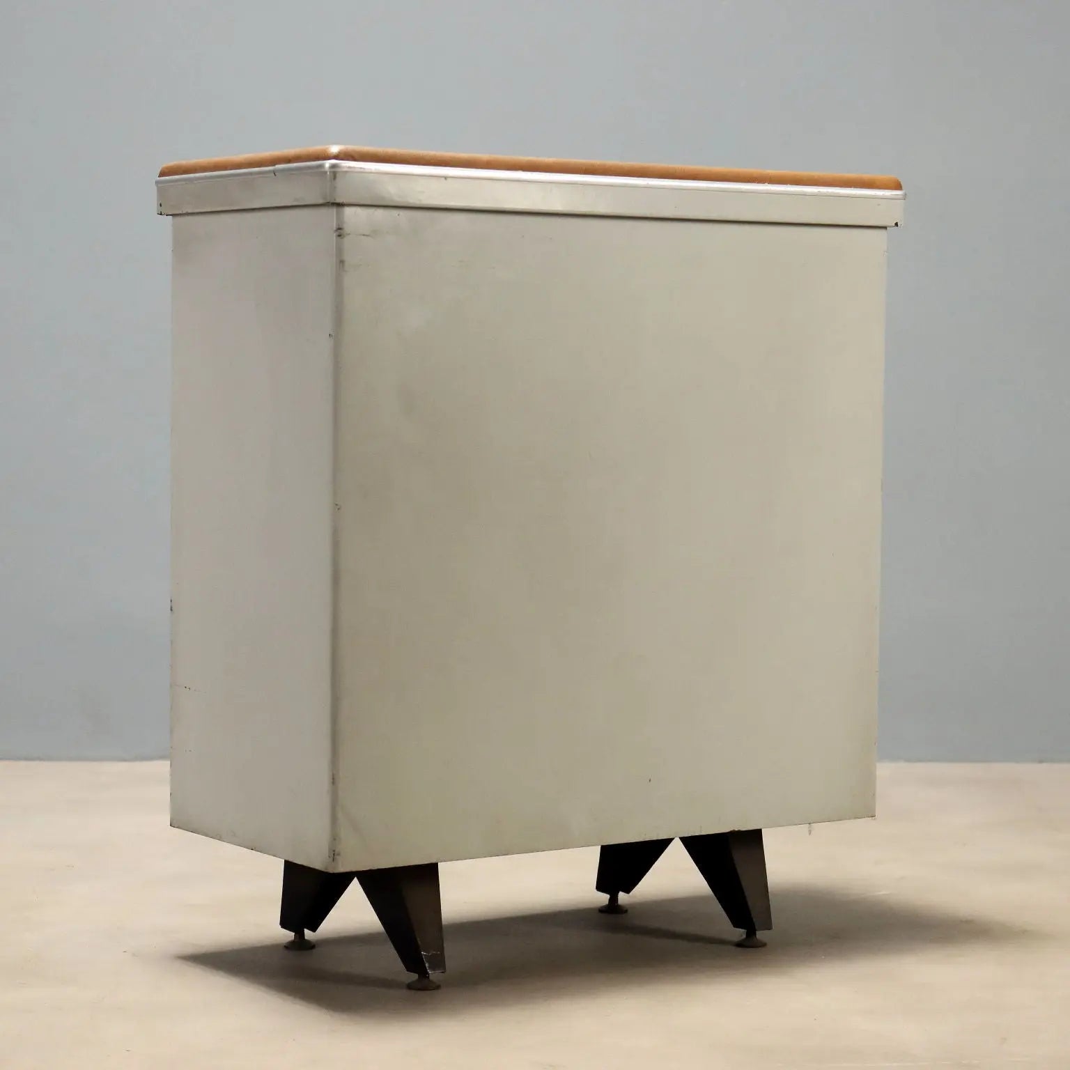 Vintage Cabinet Metal Leatherette Design Italy 1960s