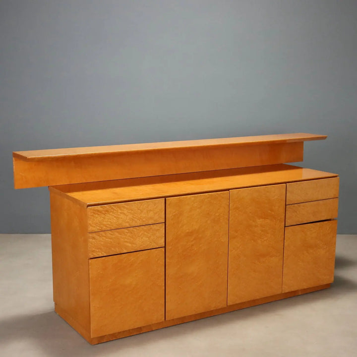 Vintage Buffet Burl with Upper Part Design Italy 1980s