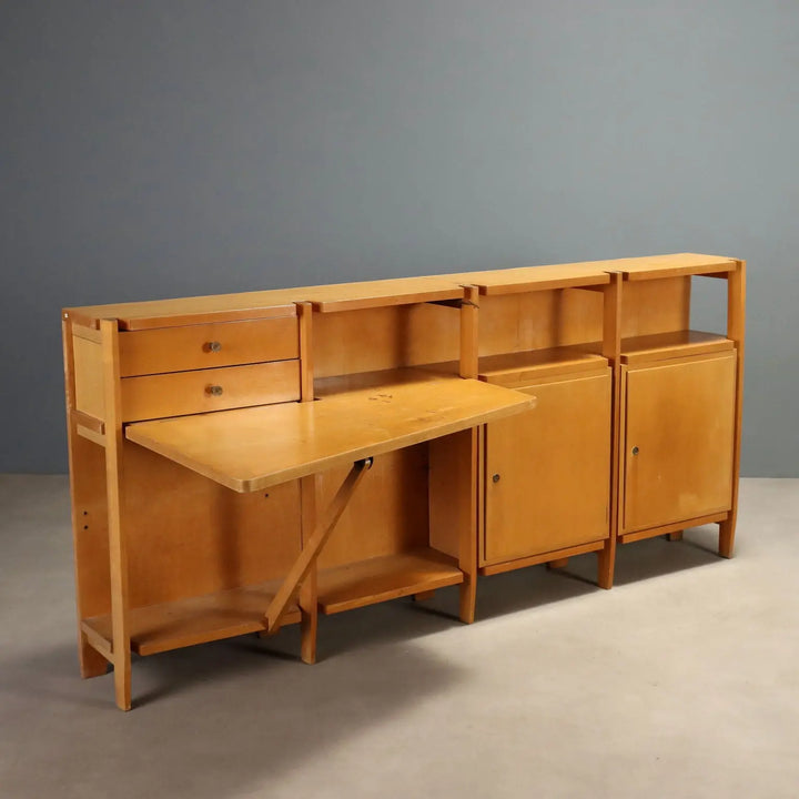 Vintage Cupboard Poplar Veneer Design Italy 1960s
