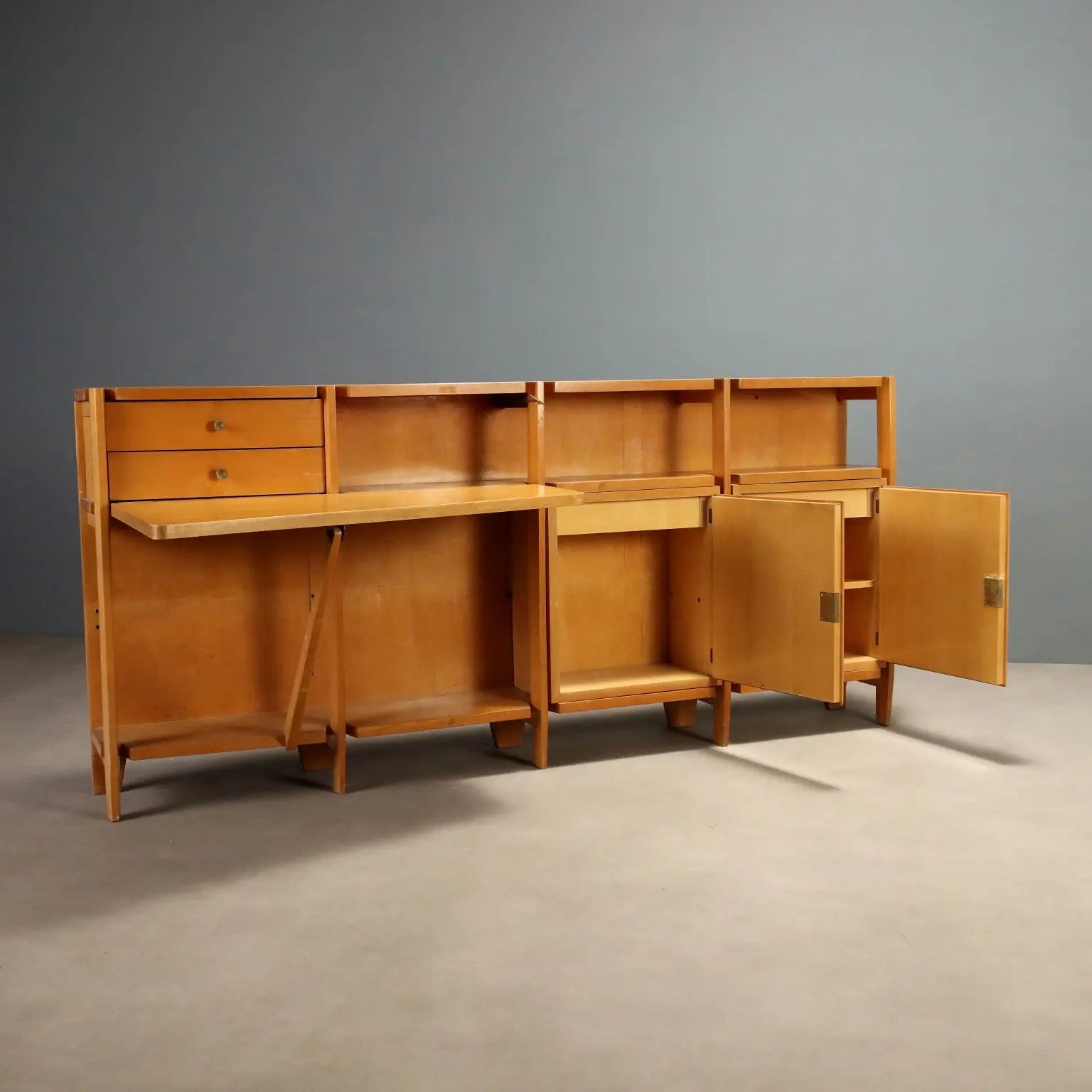Vintage Cupboard Poplar Veneer Design Italy 1960s
