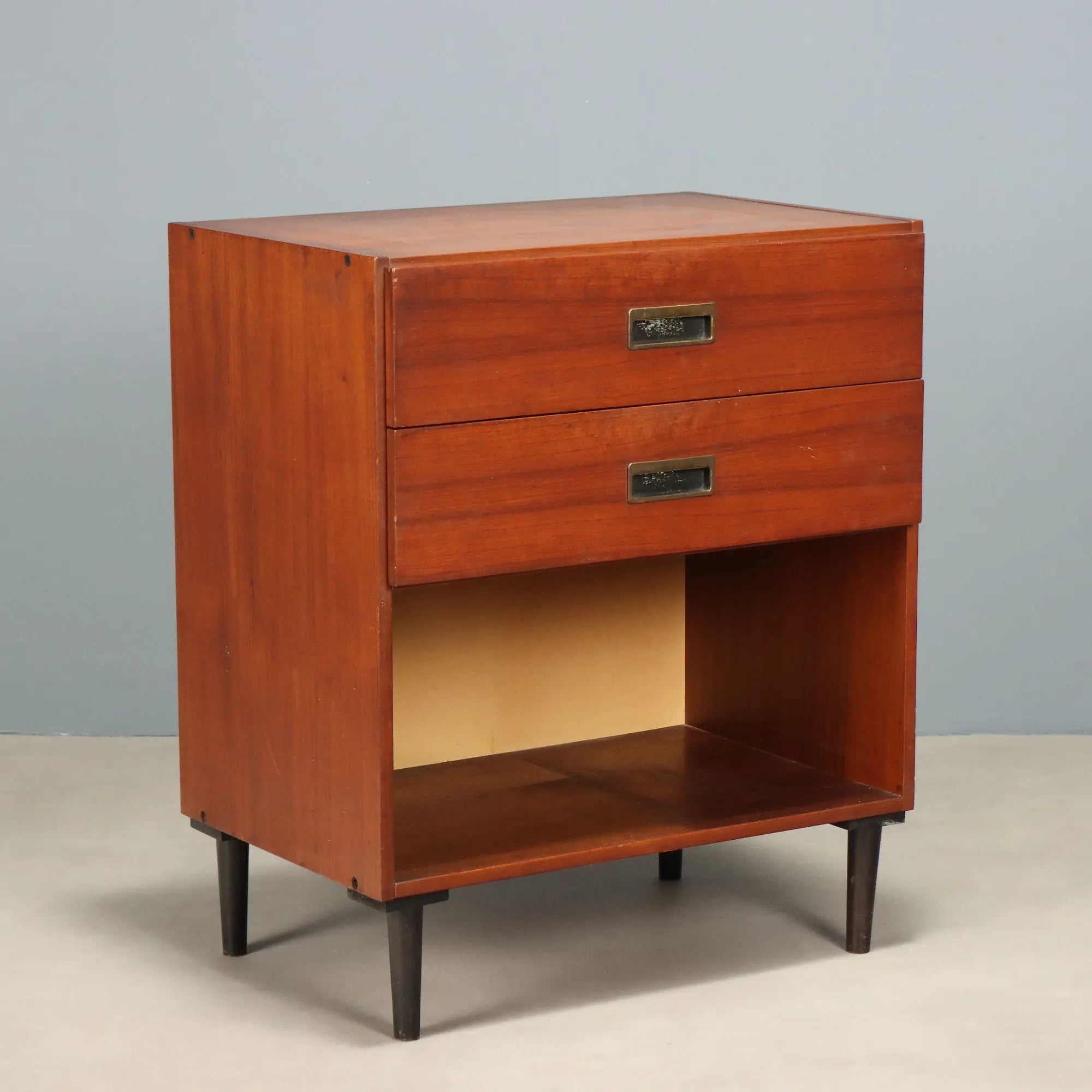Vintage Cabinet Teak Brass Metal Design Italy 1960s