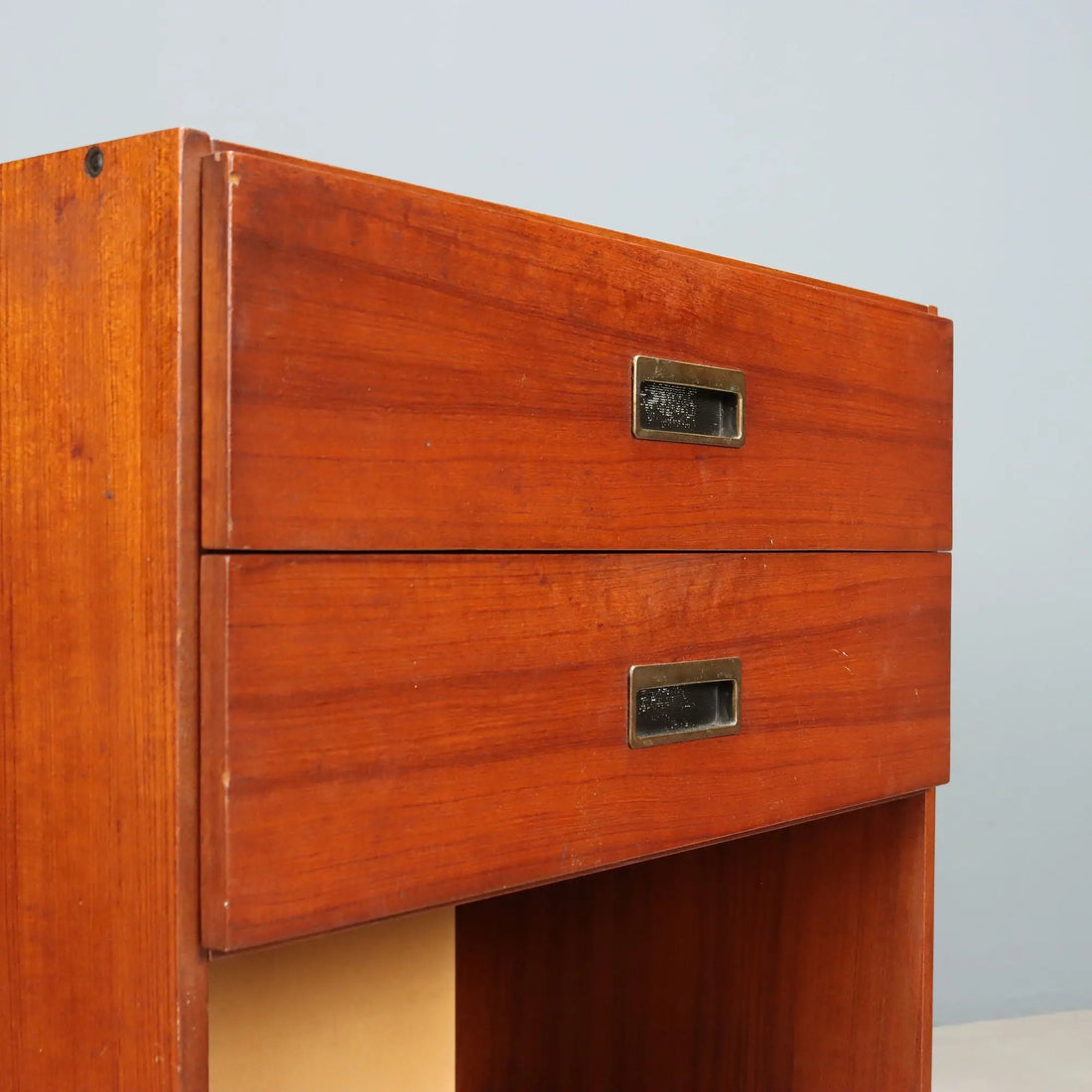 Vintage Cabinet Teak Brass Metal Design Italy 1960s