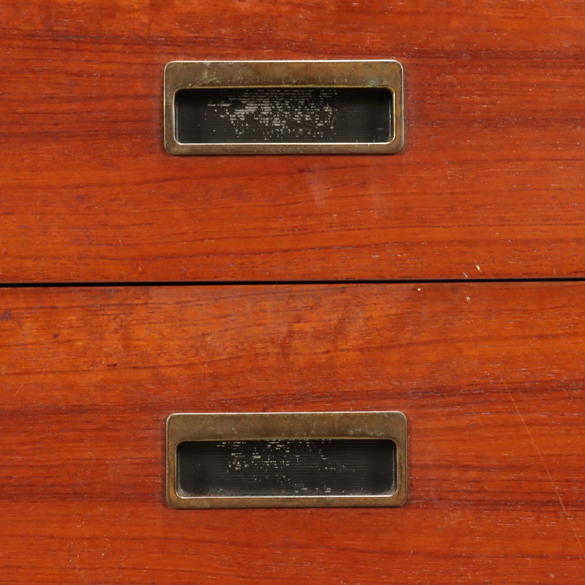 Vintage Cabinet Teak Brass Metal Design Italy 1960s