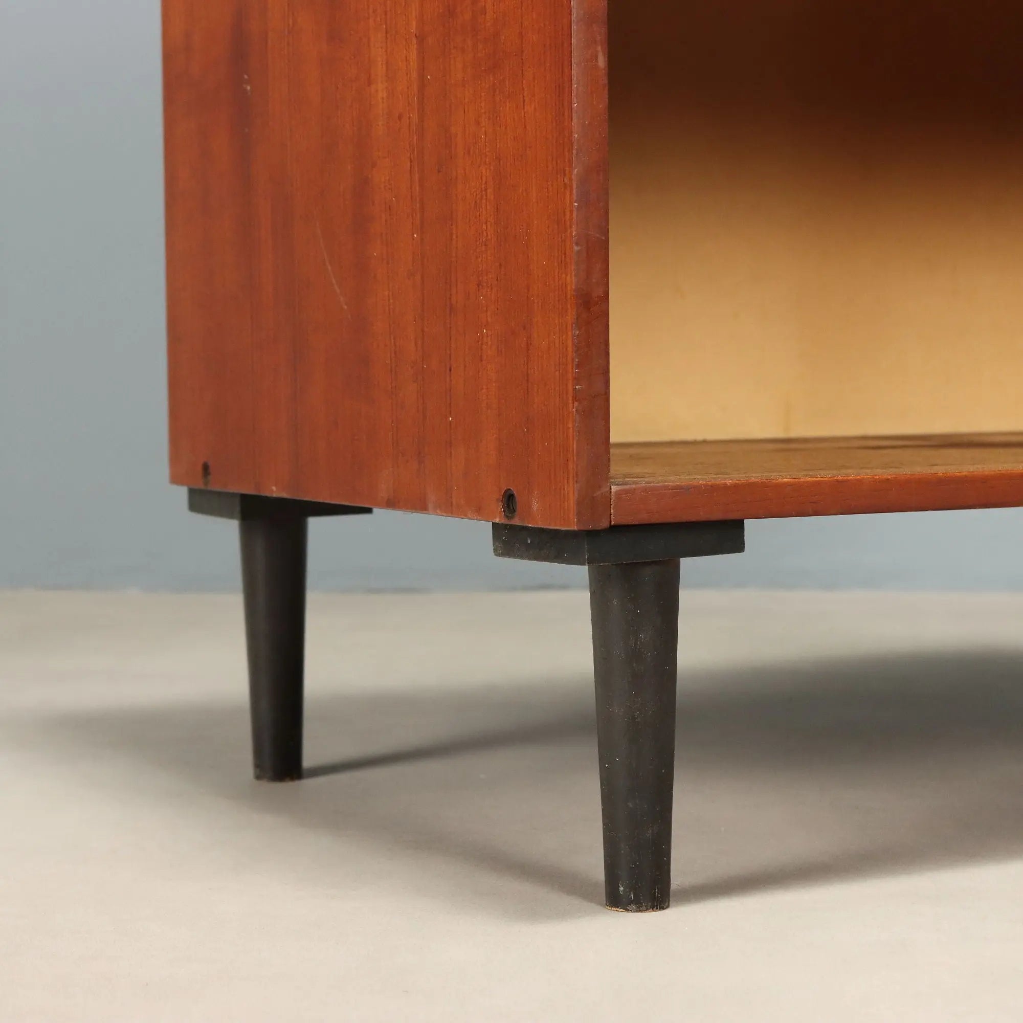 Vintage Cabinet Teak Brass Metal Design Italy 1960s