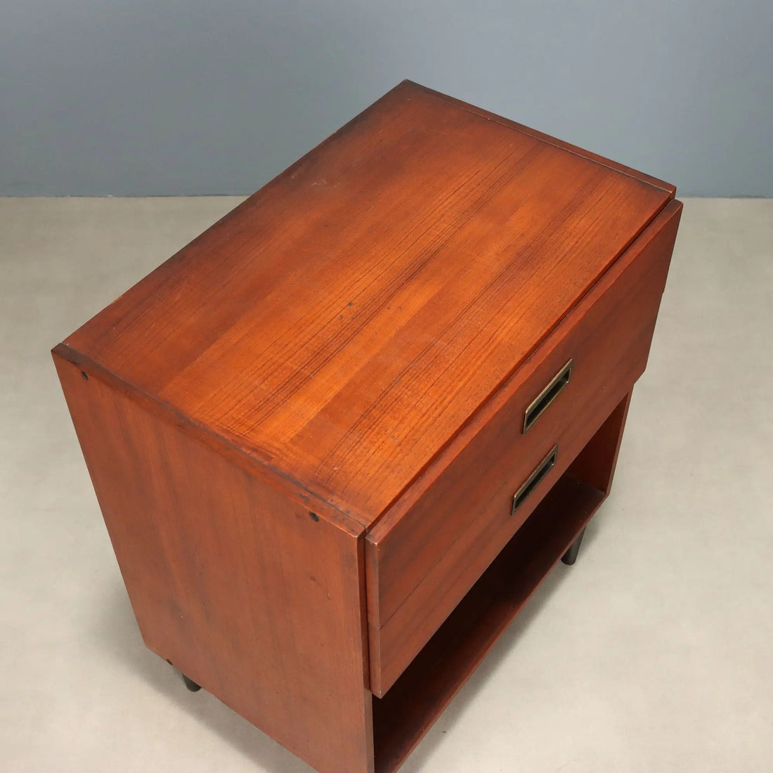 Vintage Cabinet Teak Brass Metal Design Italy 1960s