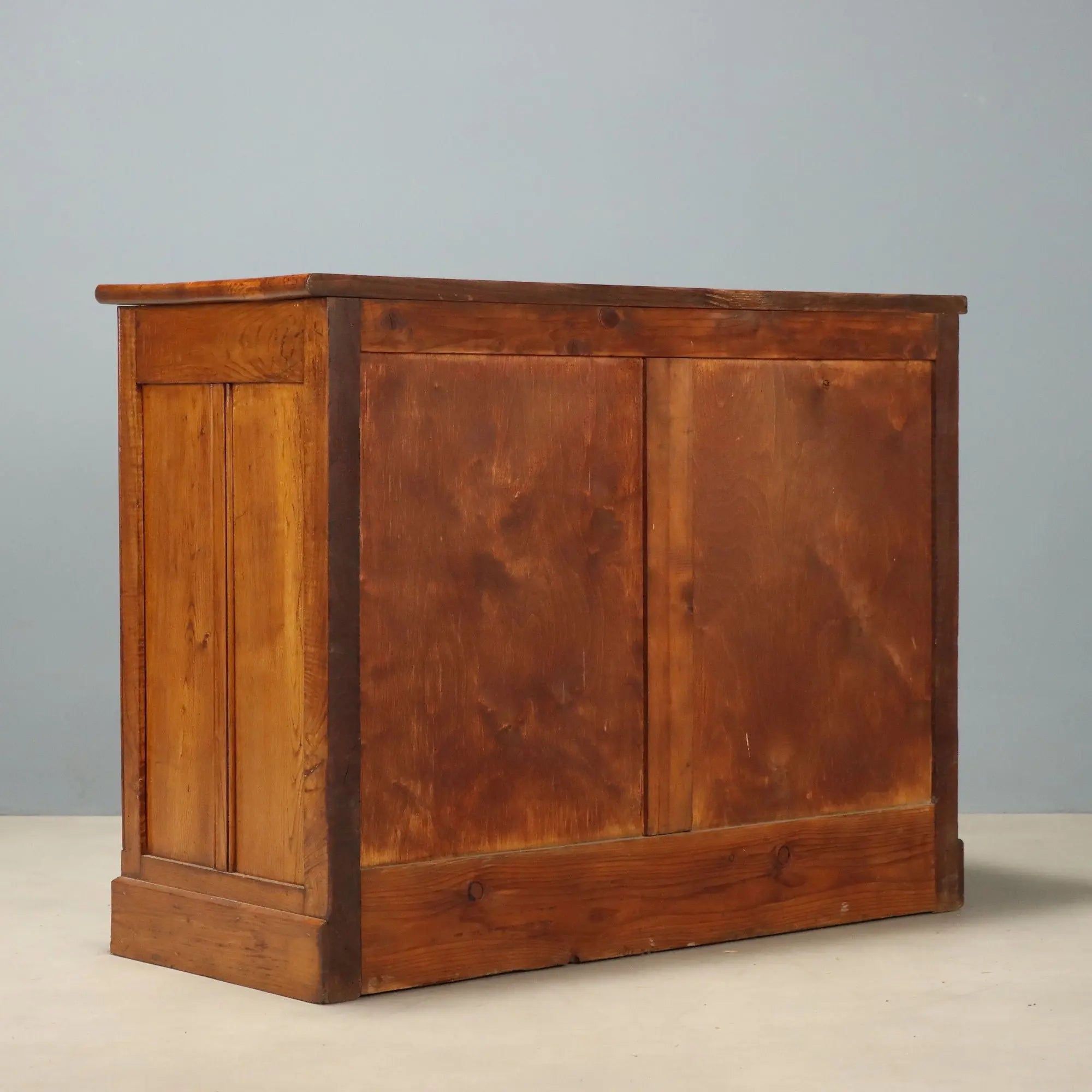 Vintage Cabinet Oak Wood with Tambour Door Italy 1950s-1960s
