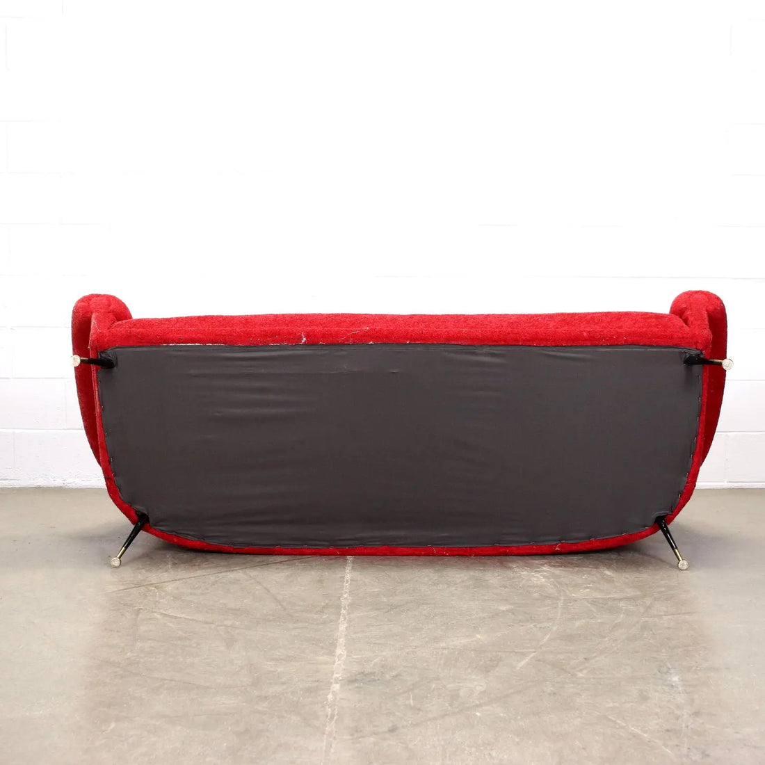 Vintage 3 Seater Sofa Brass Fabric Italy 1950s-1960s - Upholstery to be renewed | Modernism | Sofas