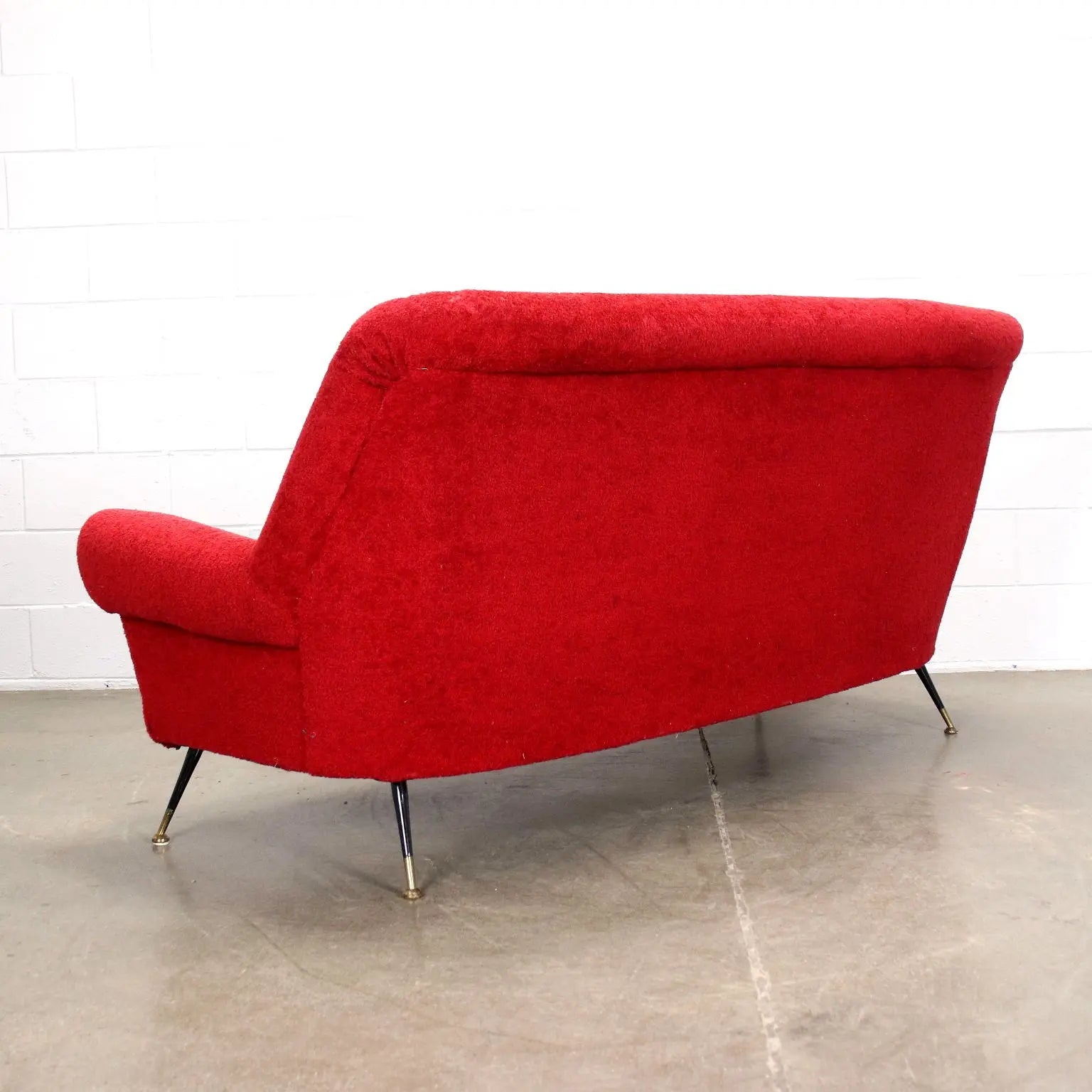 Vintage 3 Seater Sofa Brass Fabric Italy 1950s-1960s - Upholstery to be renewed | Modernism | Sofas