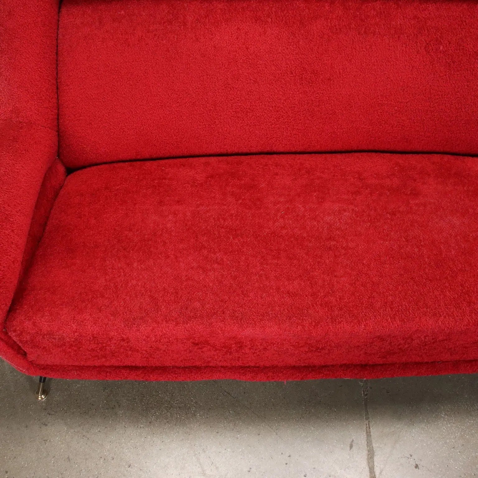 Vintage 3 Seater Sofa Brass Fabric Italy 1950s-1960s - Upholstery to be renewed | Modernism | Sofas